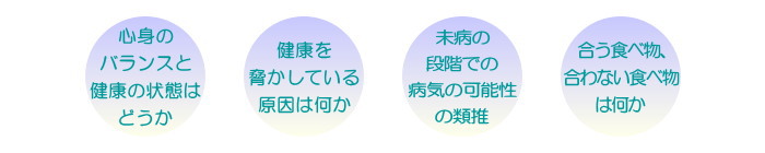 不調の原因解明、アレルギーの悩み・不眠症の・心の悩み解消